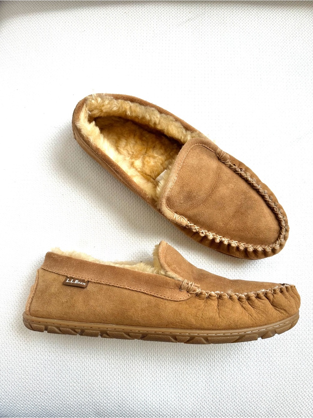 NEW LL Bean Wicked Good Slippers Venetian Suede Shearling Lined Mens 10 Moccasin